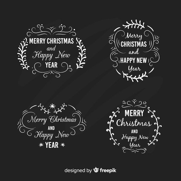 Vector gratuito colección chapas navidad pizarra