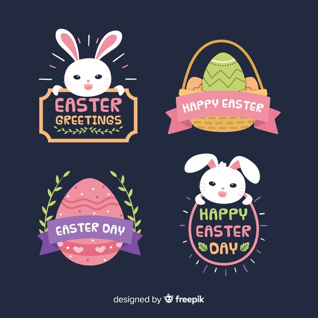 Colección chapas pascua conejo plano