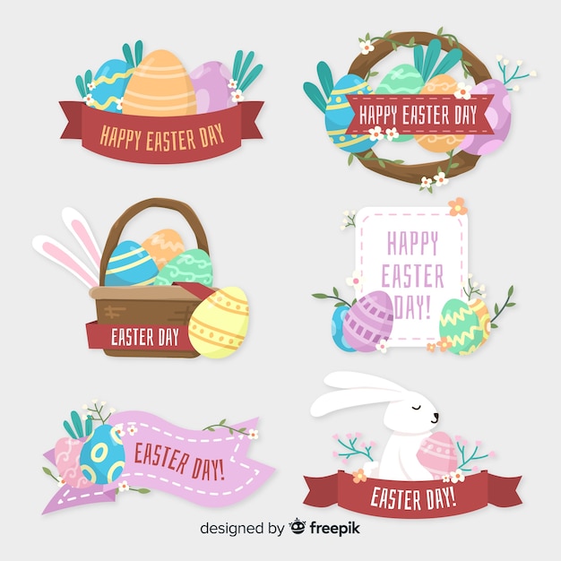 Vector gratuito colección chapas pascua diferentes formas