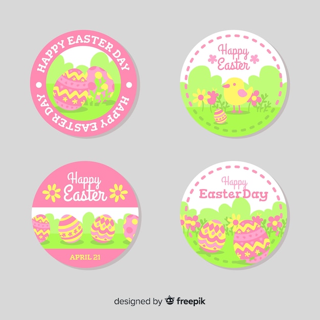 Vector gratuito colección chapas pascua huevos planos