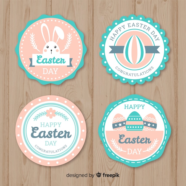 Vector gratuito colección chapas pascua planas colores pastel