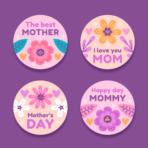 Vector gratuito colección de chapas planas del día de la madre