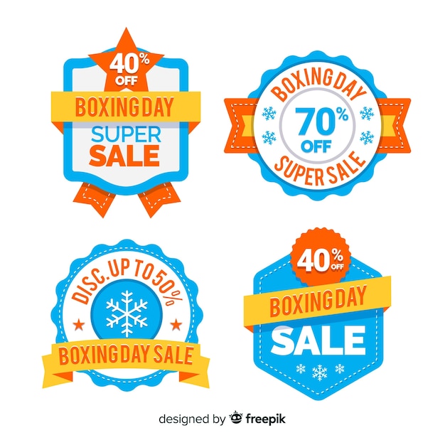 Vector gratuito colección de chapas de rebajas boxing day