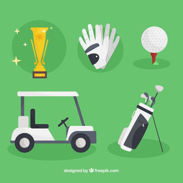 Colección de cinco elementos de golf