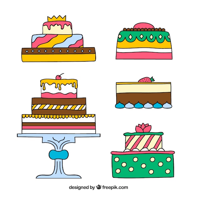 Vector gratuito colección de cinco tartas