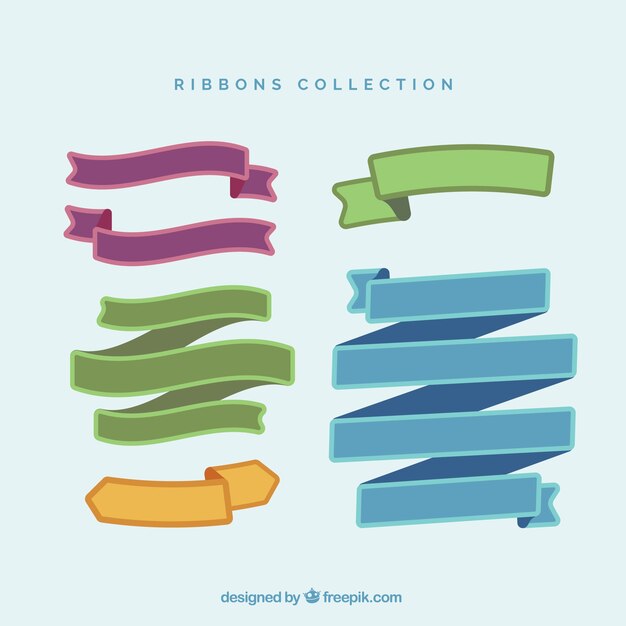 Colección de cintas de colores en diseño plano