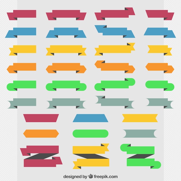 Colección de cintas decorativas coloridas en diseño plano 