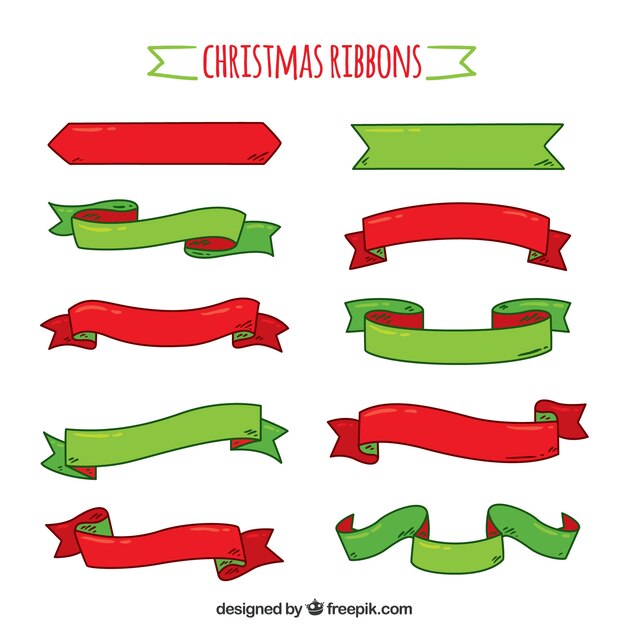 Colección de cintas de navidad dibujadas a mano 
