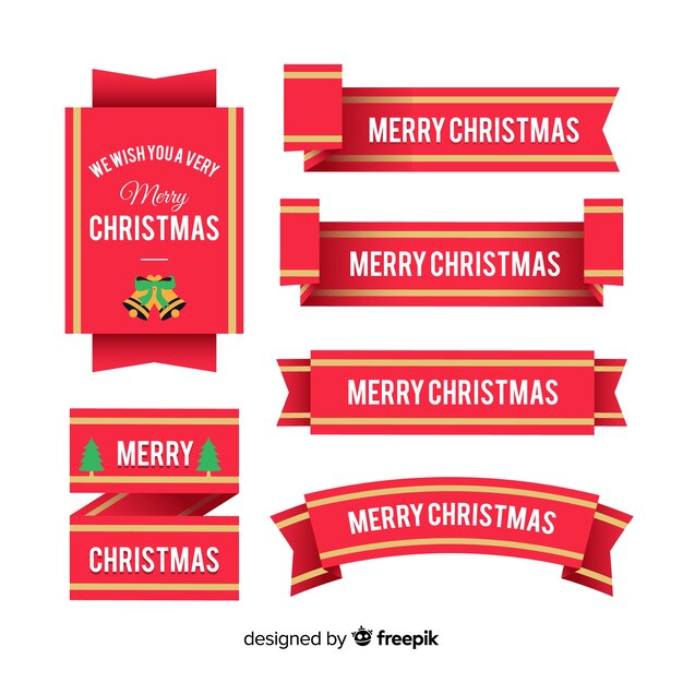 Colección de cintas de navidad en diseño flat