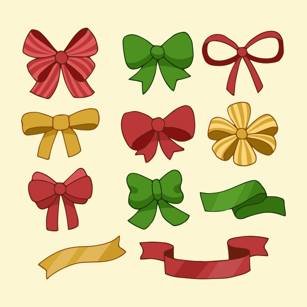 Colección de cintas navideñas dibujadas a mano