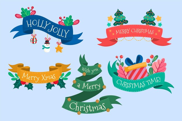 Colección de cintas navideñas dibujadas a mano