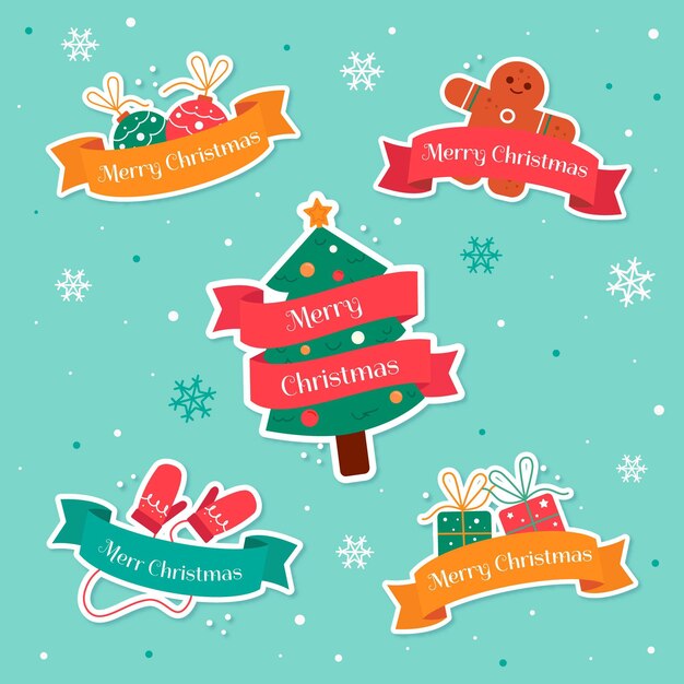 Colección de cintas navideñas dibujadas a mano