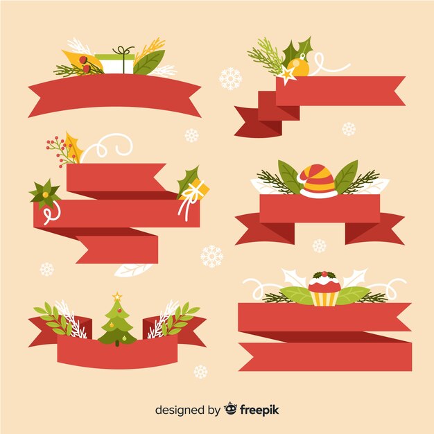 Colección de cintas navideñas en diseño plano