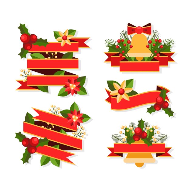 Colección de cintas navideñas de diseño plano