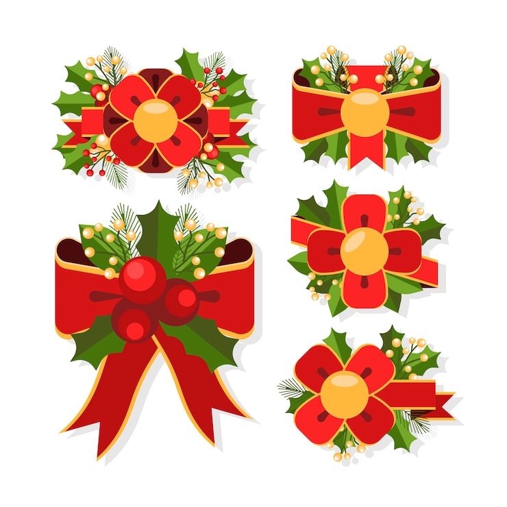 Vector gratuito colección de cintas navideñas en diseño plano