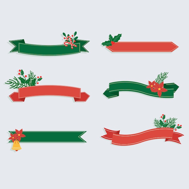 Vector gratuito colección de cintas navideñas de diseño plano