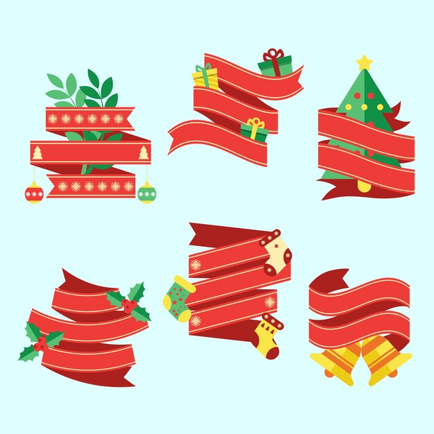 Colección de cintas navideñas de diseño plano