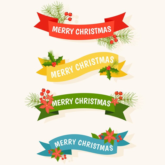 Colección de cintas navideñas en diseño plano