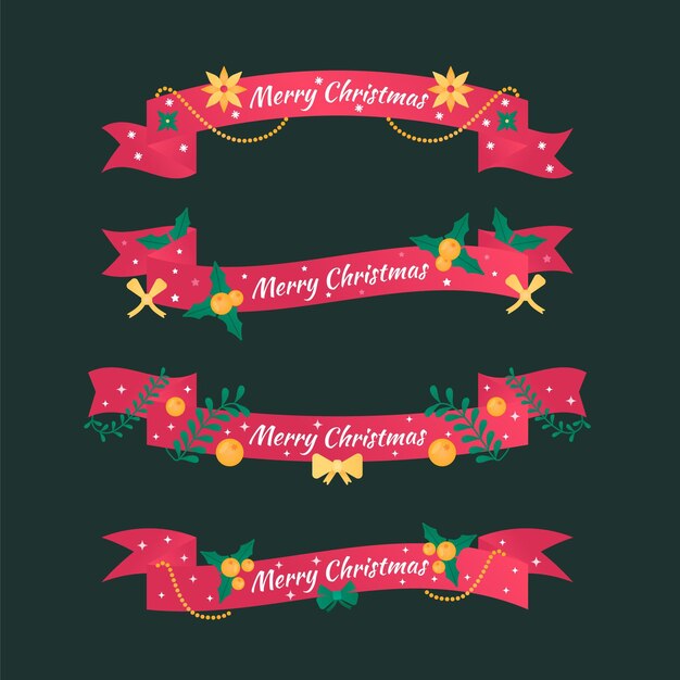 Colección de cintas navideñas en diseño plano
