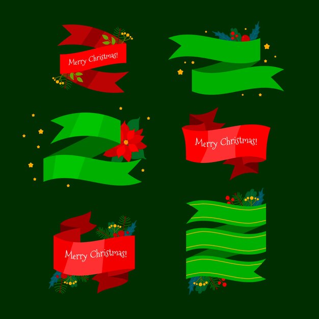 Colección de cintas navideñas en diseño plano