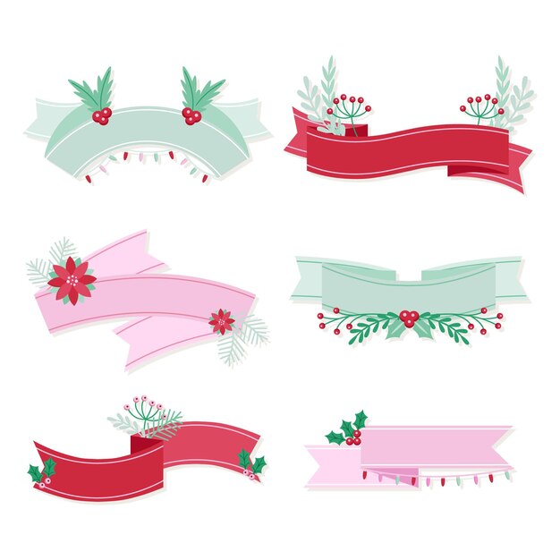 Colección de cintas navideñas en diseño plano