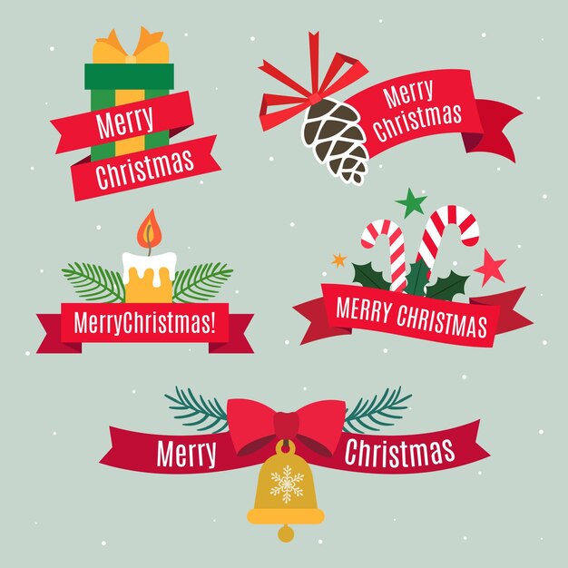 Colección de cintas navideñas en diseño plano