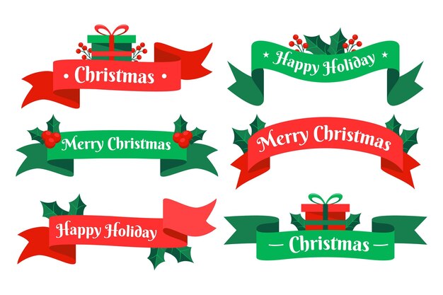 Colección de cintas navideñas en diseño plano