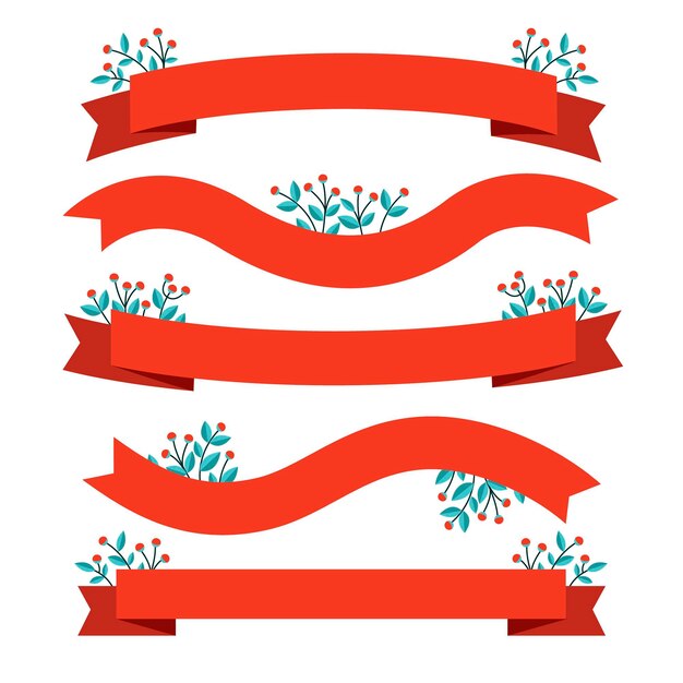 Colección de cintas navideñas en diseño plano
