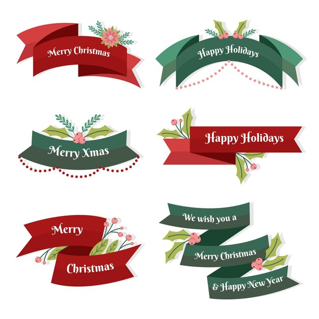 Colección de cintas navideñas en diseño plano