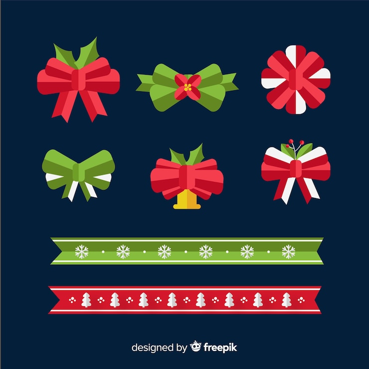 Vector gratuito colección de cintas navideñas planas
