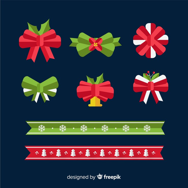 Vector gratuito colección de cintas navideñas planas