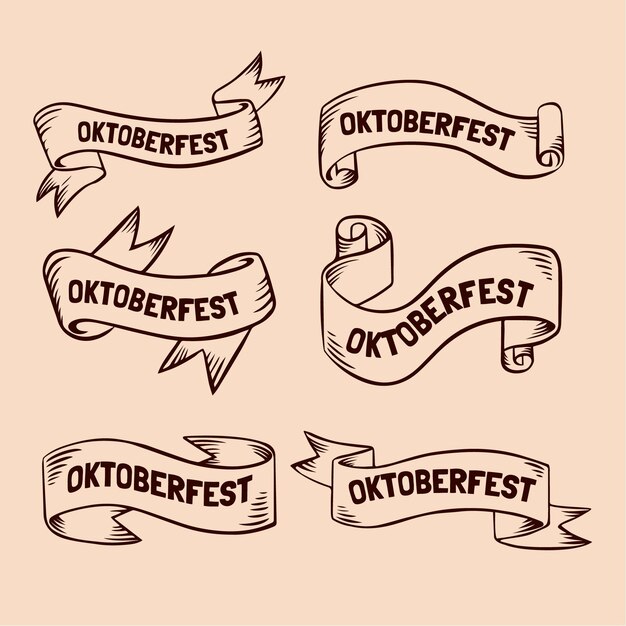 Colección de cintas oktoberfest dibujadas a mano