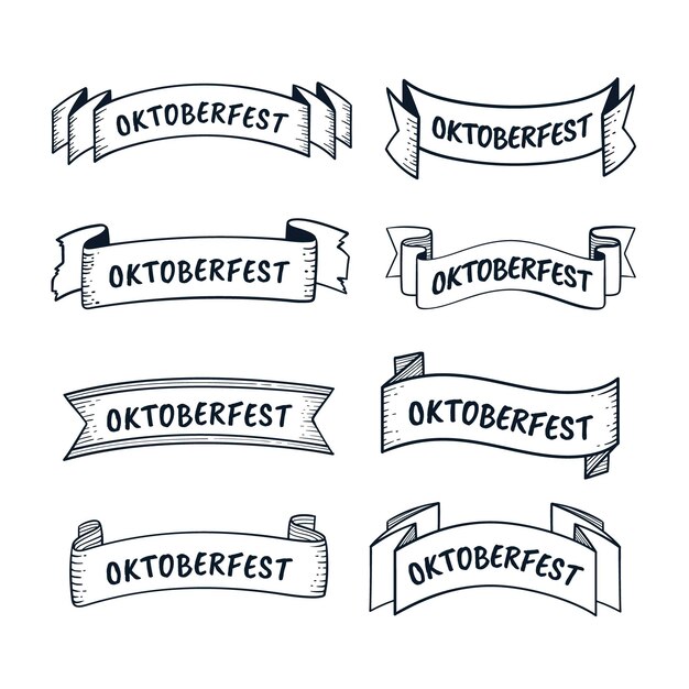 Colección de cintas oktoberfest dibujadas a mano