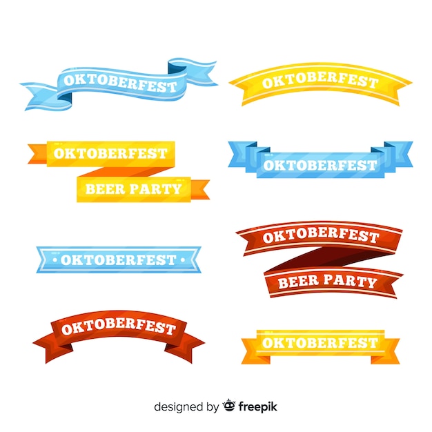 Vector gratuito colección de cintas de oktoberfest de diseño plano