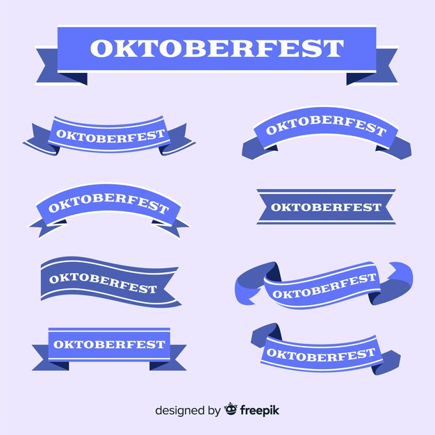 Colección de cintas de oktoberfest de diseño plano