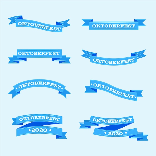 Vector gratuito colección de cintas de oktoberfest de diseño plano