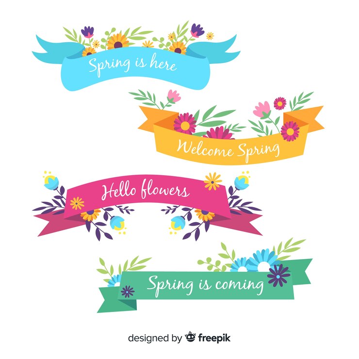 Vector gratuito colección cintas primavera dibujados a mano