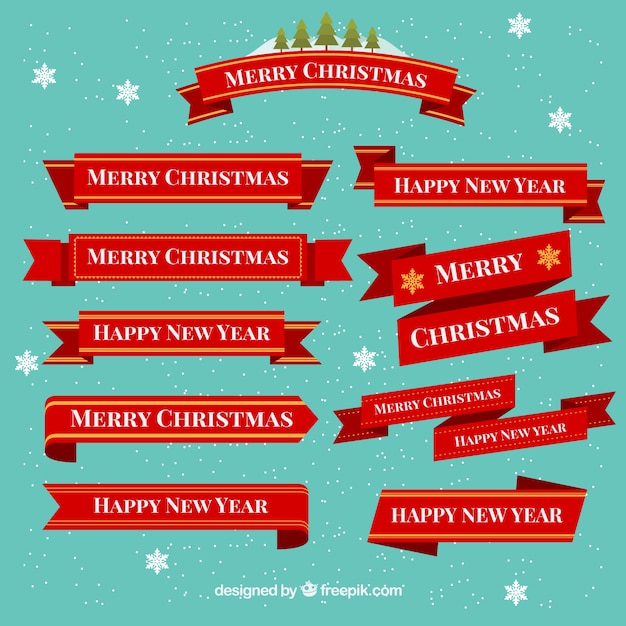 Colección de cintas rojas con mensajes navideños 