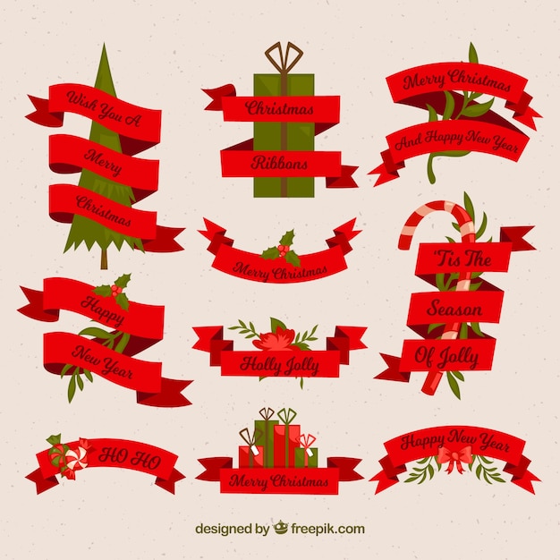 Colección de cintas rojas de navidad