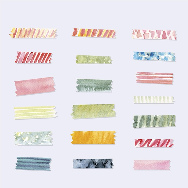Vector gratuito colección de cintas washi de acuarela