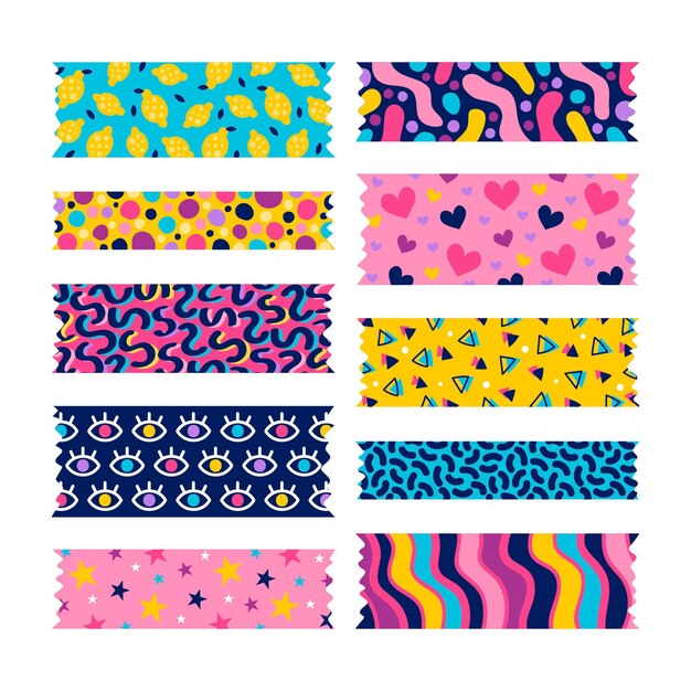 Colección de cintas washi dibujadas a mano