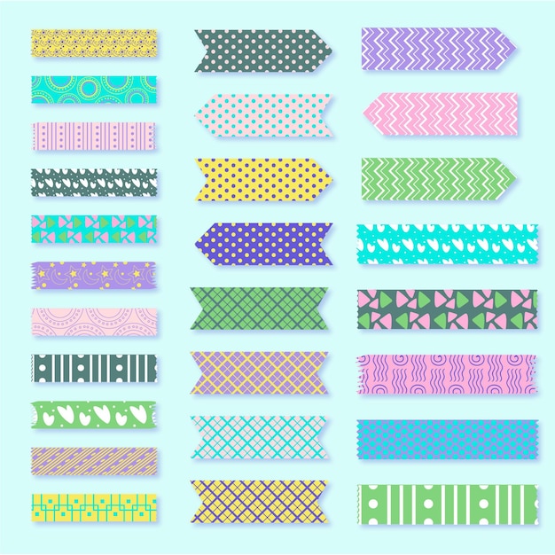 Colección de cintas washi dibujadas a mano