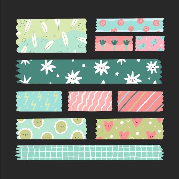 Colección de cintas washi dibujadas a mano