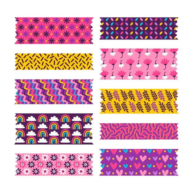 Colección de cintas washi dibujadas a mano