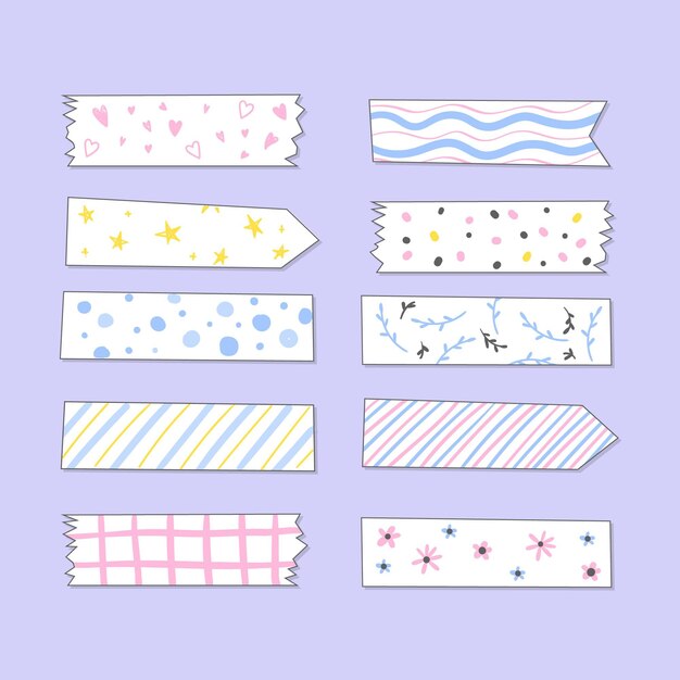 Colección de cintas washi dibujadas a mano