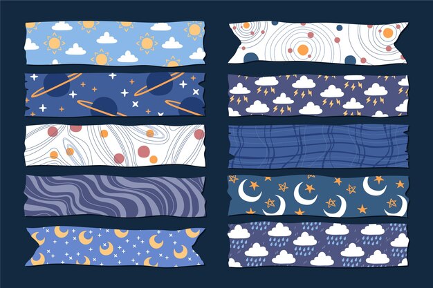 Colección de cintas washi dibujadas a mano