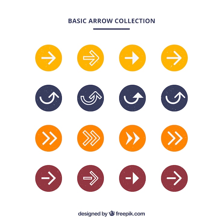 Vector gratuito colección de círculos de colores con flechas 