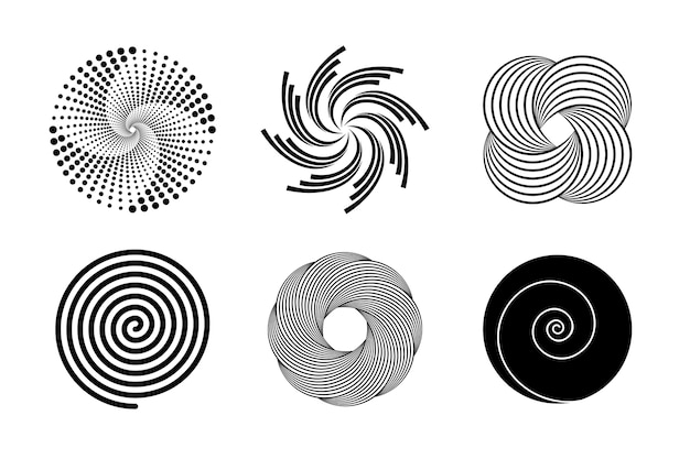 Colección de círculos en espiral de diseño plano