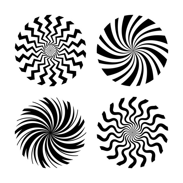 Colección de círculos en espiral de diseño plano
