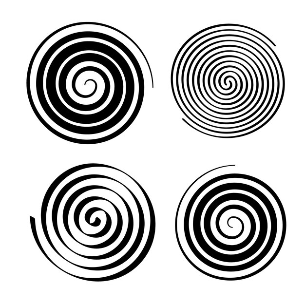 Colección de círculos en espiral de diseño plano